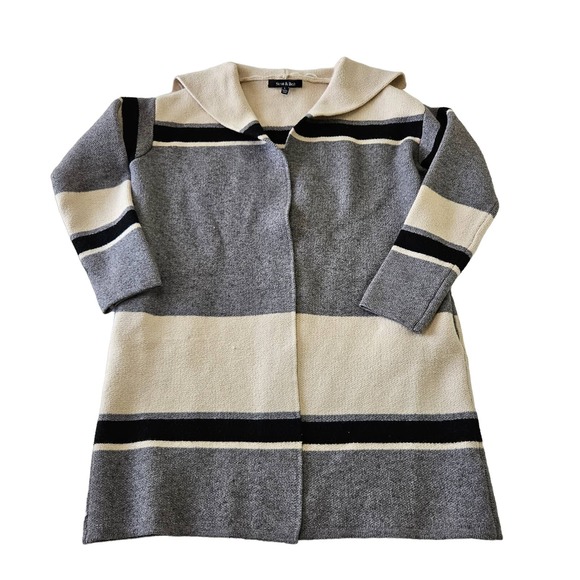 Strut & Bolt Women Striped Color‎ Block Collared Cardigan Pocket Sweater. Size M - Picture 1 of 10